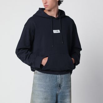 Maison Margiela Felpa con cappuccio in cotone blu navy