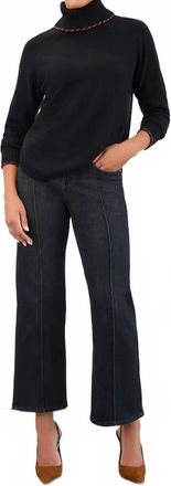 FDJ Olivia Pintuck Wide Leg Denim Jeans In Black Wash