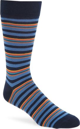 Paul Smith Nolan Stripe Cotton Blend Dress Socks in Navy at Nordstrom