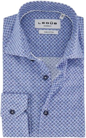 Led&ucirc;b Overhemden Ledub Modern Fit blauw geprint