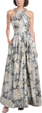 Eliza J Halter Beaded Neckline Ball Gown