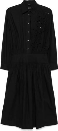 Pinko Contromano Dress - Dames - Shirt Kleedjes - Zwart - S - Katoen - Kleedjes
