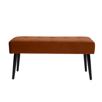 Miliboo Miliboo - Banco De Dise&ntilde;o Capiton&eacute; De Terciopelo Terracota Y Metal Negro 95 Cm Guesta
