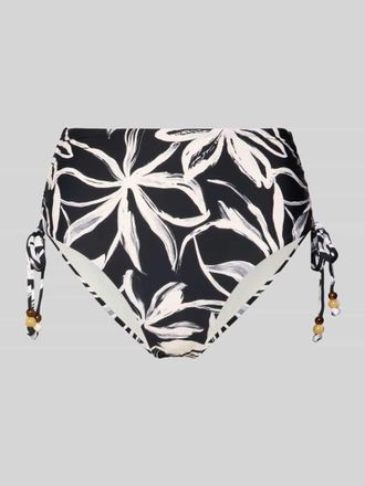 Marc O'Polo Bikini Slip mit Label-Applikation Modell ABSTRACT FLORAL HIGH WAIS in Black, Gr&ouml;&szlig;e XL