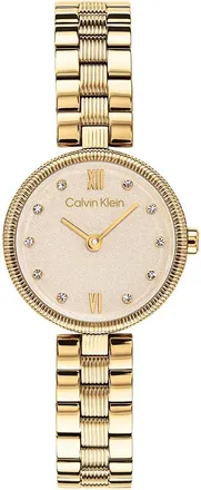 Calvin Klein Womens Textured Bezel Shimmer Dial Watch - Metallic - OS