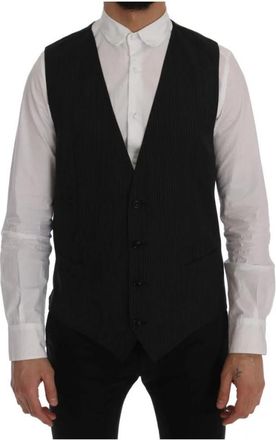 Dolce & Gabbana Klassieke Pinstripe Vest - Heren - Gillet - Zwart - XL - Wol - Kostuums