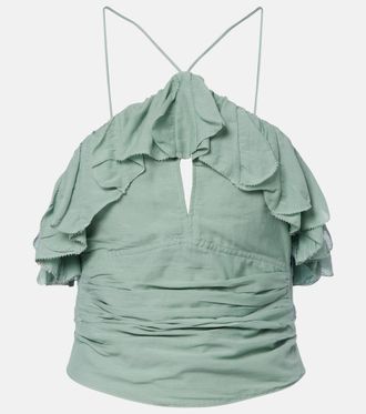 Isabel Marant Djimia halterneck cotton-blend voile top