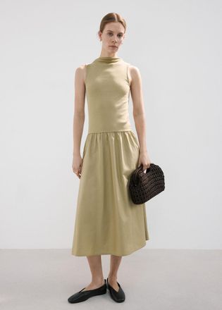 Mango Vestito combinato cotone oliva - Donna - XXS - MANGO