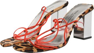 Dolce & Gabbana Multicolor Leather Block Heels Sandals Womens Shoes