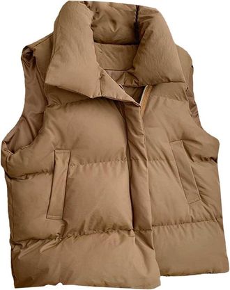 Generic Lightweight Padded Gilet Womens - Padded Gilet For Women Uk White - Overcoat Winter Bodywarmer Gilets Plus Size Winter Puffer Coat Casual Waistcoats O