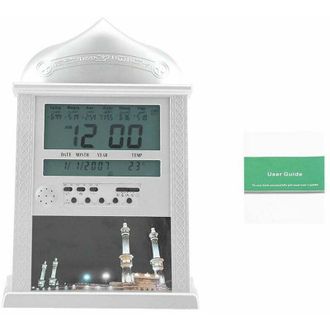 OEM Reloj De Oraci&oacute;n Isl&aacute;mico Musulm&aacute;n, Alarma De Oraci&oacute;n Azan, Reloj De Mesa Digital Azan, Color Plata. Bater&iacute;a No Incluida. -crezuo