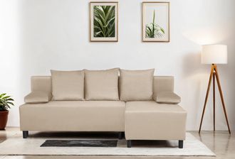 HOME AFFAIRE Ecksofa »IWALANI, Schlafsofa mit Bettkasten, Recamiere beidseitig montierbar« L-Form, B/T/H 199/135/83 cm, Struktur weich & Velvet