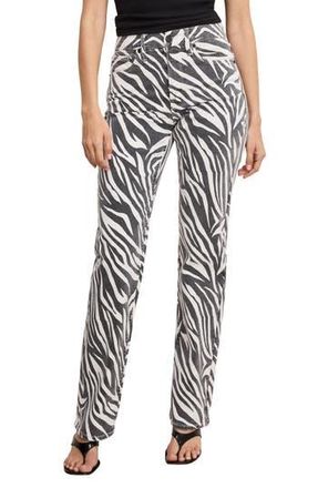 Good American Icon High Waist Straight Leg Jeans in Cloud White Zebra002 at Nordstrom Rack, Size 8