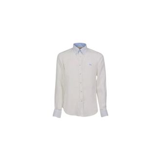 Harmont & Blaine Casual Shirts, male, White, Size: 3XL Linen Button-Down Shirt