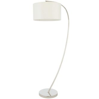 Loops 1.5m Curved Floor Lamp Nickel & White Shade Arched Standing Living Room Light in Metallics