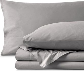 Bare Home 100% Organic Cotton Percale Cooling Sheet Set in Light Grey at Nordstrom, Size California King