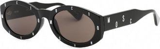 Moschino Sunglasses Oval Full Rim, Black Frame And Grey Lens Mos141/s0807Ir