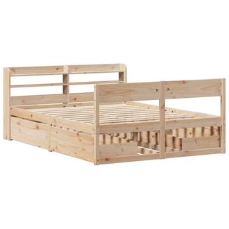 Berkfield Home Full Bed Frame without Mattress 160x200 cm Solid Wood Pine in Light Tan