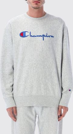 Champion Felpa girocollo in cotone con logo a contrasto e spalle cadute