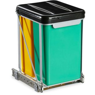 Relaxdays Relaxdays - Pattumiera Estraibile ad Incasso, 2 Bidoni Raccolta Differenziata Sotto Lavello, 8 l, 39,5x30x25,5 cm, Nera