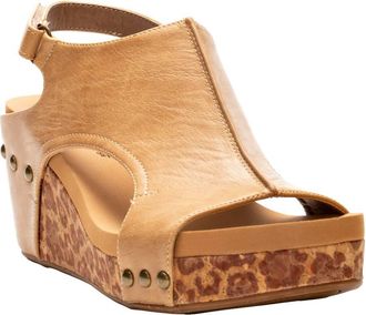 Corkys Footwear Womens Carley Wedge Sandals In Taupe Smooth Leopard