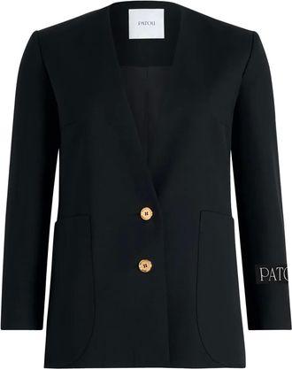 Patou Kraagloos twill jack - Zwart
