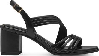 Marco Tozzi Zwarte platte sandalen met hoge hakken - Dames - Sandalen met hakken - Zwart - 38 EU - Schoenen