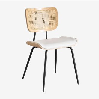Sklum Sklum - Sedia da pranzo in legno, rattan e similpelle Raysa