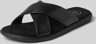 Bugatti Slides aus Leder mit Logo-Pr&auml;gung Modell Dove in Black, Gr&ouml;&szlig;e 40