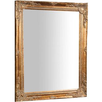 Biscottini International Biscottini - Espejo Para Ba&ntilde;o Espejo De Pared Vertical/horizontal Con Marco Rectangular De Madera Dorado Antiguo Para Colgar Para Maquillarse