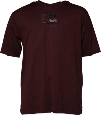 Dolce & Gabbana Brown Logo Print Cotton Crew Neck Mens T-shirt (Pre-Owned)