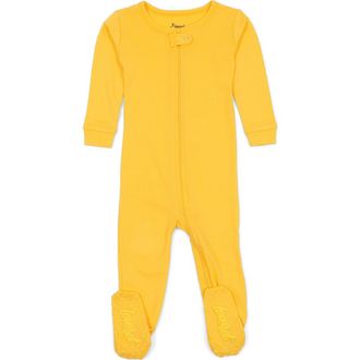 Leveret Footed Solid Cotton Matching Family Pajamas in Yellow at Nordstrom, Size 12-18M