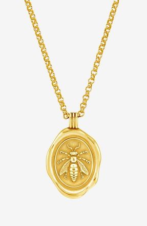 Dower & Hall Mens Achievement Wasp Talisman Necklace in Yellow Gold Vermeil at Nordstrom, Size 22