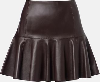 Alaia Ala&iuml;a Pleated leather miniskirt