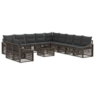 vidaXL Conjunto De Sof&aacute;s De Jard&iacute;n 12 Pcs Gris Rat&aacute;n Sint&eacute;tico Vidaxl