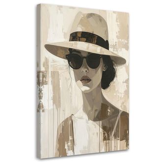 Feeby Impresi&oacute;n De Imagen Mujer Con Gafas Y Sombrero Beige 70x100