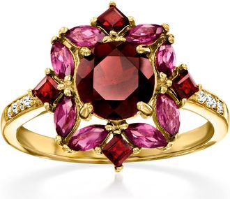 Ross-Simons Garnet and. Rhodolite Garnet Ring With. White Topaz in 18kt Gold Over Sterling