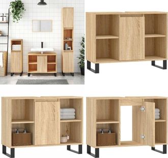 vidaXL Mobile da Bagno Rovere Sonoma 80x33x60 cm in Legno Multistrato - Mobile in legno - Mobile da bagno Rovere Sonoma