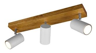 Trio Leuchten Faretti Barra 3 Spots Cilindri Bianchi E Legno Naturale Marley Barra Gd Trio