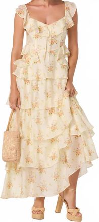 Astr Womens Adessa Floral Ruffle Tiered Maxi Dress In Yellow