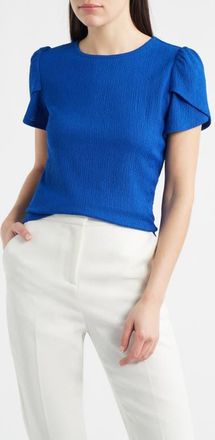 Anne Klein Tulip Sleeve Pebble Knit Top in Santorini Blue at Nordstrom, Size X-Small P