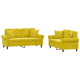vidaXL Vidaxl - Juego De Sof&aacute;s Con Cojines 2 Piezas Terciopelo Amarillo