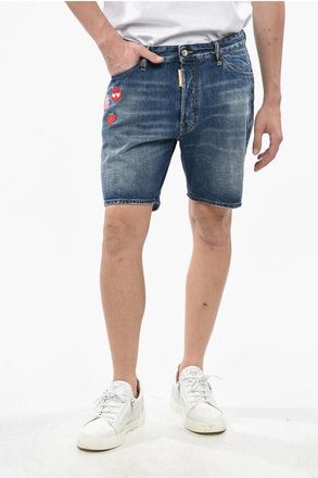 Dsquared2 PAC-MAN Denim Shorts MARINE with Embroidery size 50