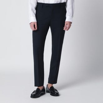 Pantaloni Torino Navy blue wool-blend trousers