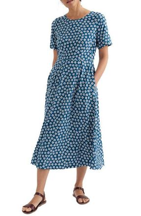 Seasalt Cornwall Tilly Floral Midi Dress in Pressed Daisy Ocean Drift at Nordstrom, Size 14 Us