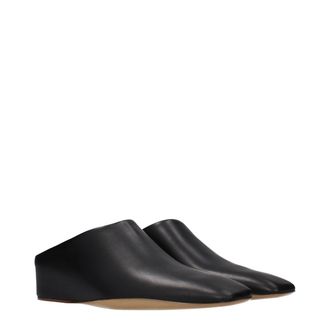 Jil Sander Womens Black Leather Slippers