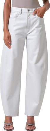 A Gold E Luna High Waist Barrel Leg Leather Blend Pants In Wisp