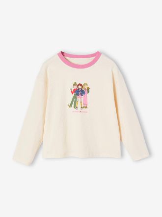 Vertbaudet M&auml;dchen Shirt mit Girlie-Print und Recycling-Baumwolle vanille