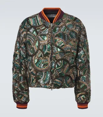 Dries Van Noten Giacca bomber con cristalli