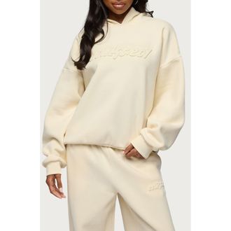 Edikted Totally Edikted Embossed Hoodie in Cream at Nordstrom, Size X-Small